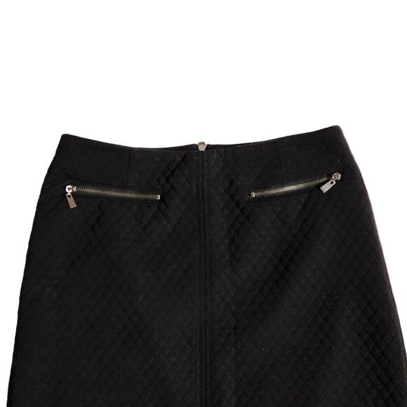 Laundry by Shelli Segal Black Textured Quilted Mini Skirt Zipper Pockets Sz 2 - Picture 3 of 10